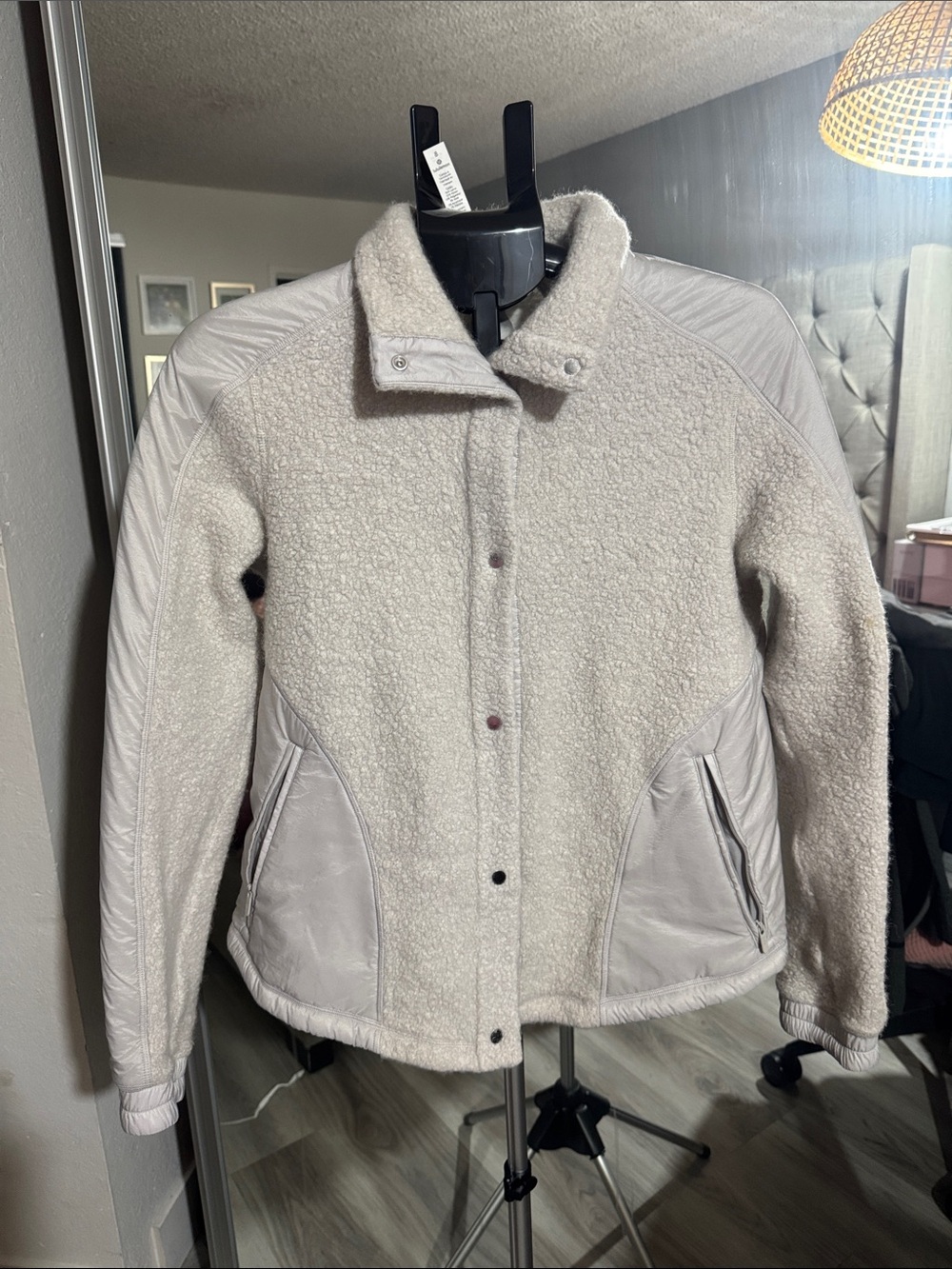 lululemon athletica Cream Sherpa Jacket with Quilted Panels